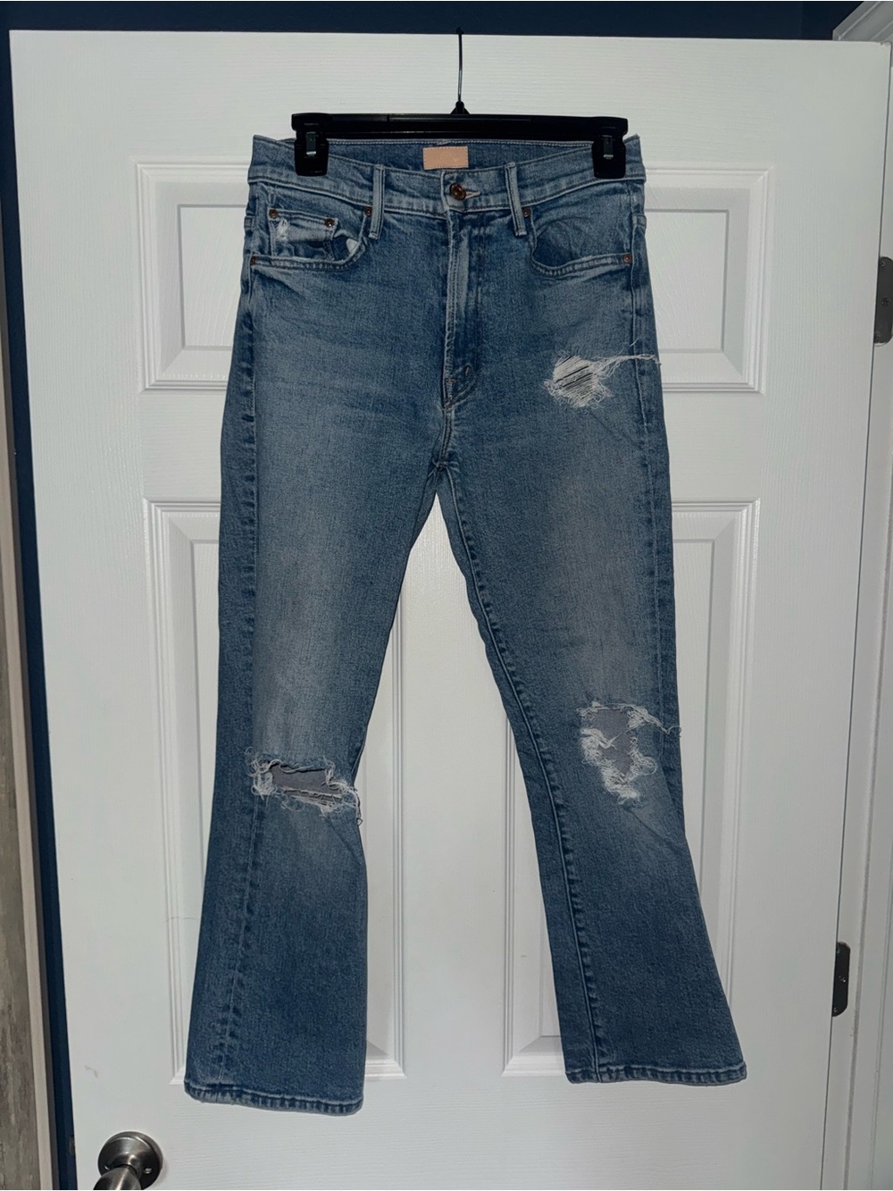 MOTHER Distressed Blue Flare Jeans
